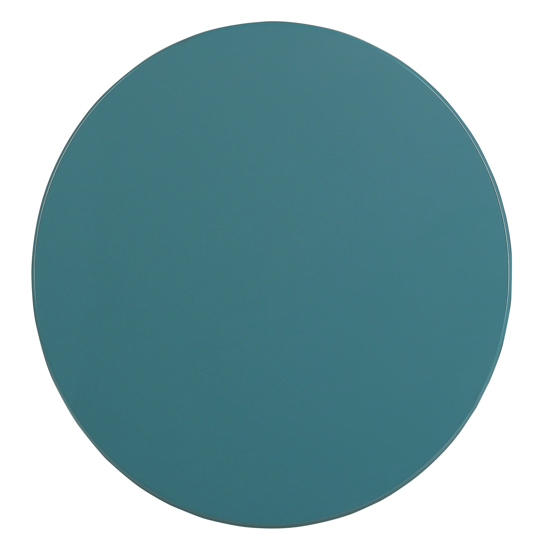 Teal Round Side Table with Bottom Shelf