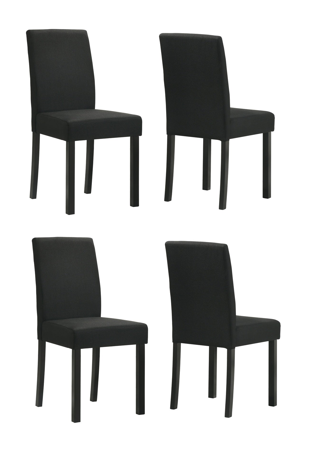 4pc Contemporary 4pc Plush Upholstered Chairs Rich Charcoal Fabric Sleek Black Legs Wooden Dining Room Home Furniture