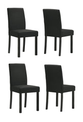 4pc Contemporary 4pc Plush Upholstered Chairs Rich Charcoal Fabric Sleek Black Legs Wooden Dining Room Home Furniture