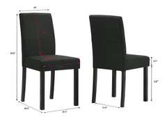 4pc Contemporary 4pc Plush Upholstered Chairs Rich Charcoal Fabric Sleek Black Legs Wooden Dining Room Home Furniture