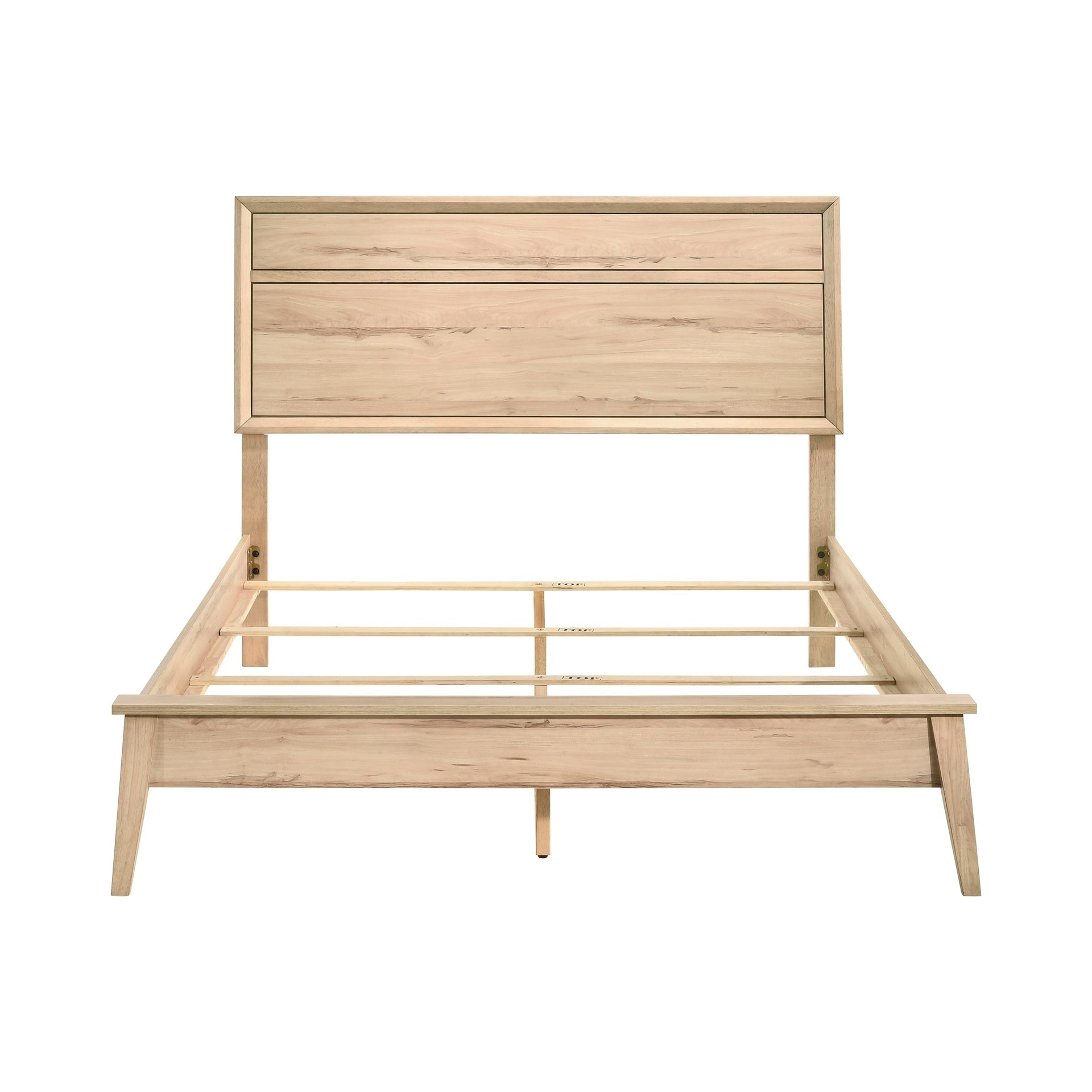 Classic Style Queen Bed Natural Oak Finish Wooden Bedroom Furniture 1pc, Mid-Century Modern Design