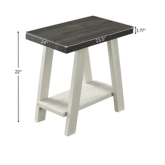 Athens Contemporary Two-Tone Wood Shelf Side Table in Weathered Charcoal and Beige