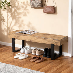 59" Wood Bench for Bedroom End of Bed, Farmhouse Indoor Kitchen Table Benches,Versatile Modern Shoe Bench for Entryway, Natural