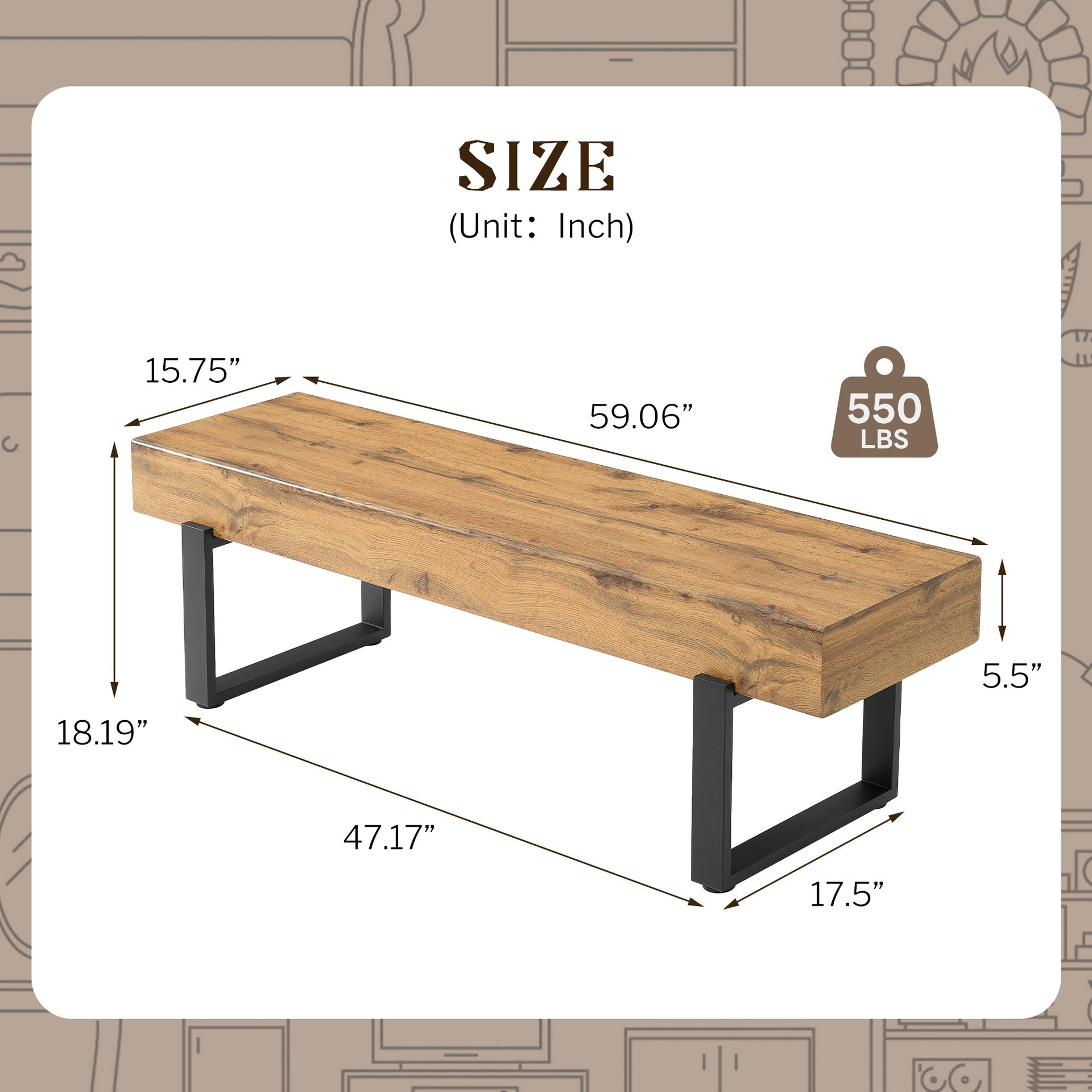 59" Wood Bench for Bedroom End of Bed, Farmhouse Indoor Kitchen Table Benches,Versatile Modern Shoe Bench for Entryway, Natural