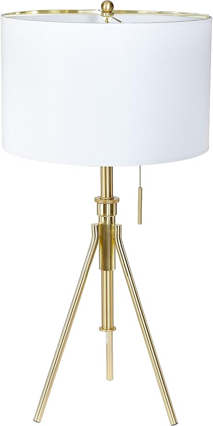 32-37"H Adjustable Tripod Table Lamp - Brushed Gold
