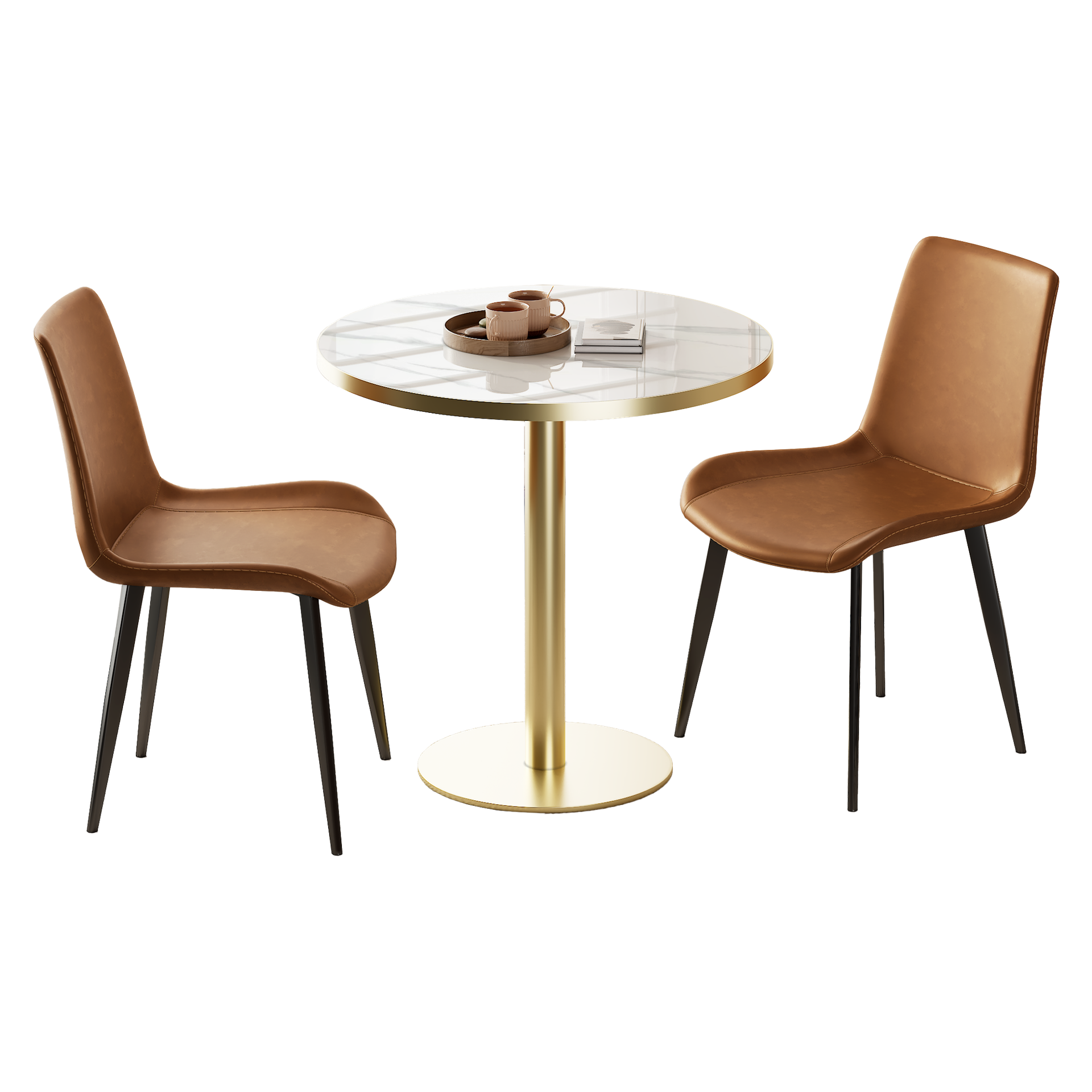 Dining Chairs 2PCS, Modern Kitchen & Dining Room Chairs, Upholstered Faux Leather Cushion Seat and Sturdy Metal Legs
