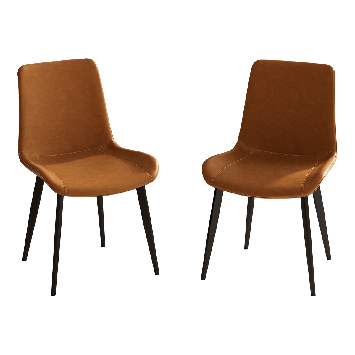 Dining Chairs 2PCS, Modern Kitchen & Dining Room Chairs, Upholstered Faux Leather Cushion Seat and Sturdy Metal Legs