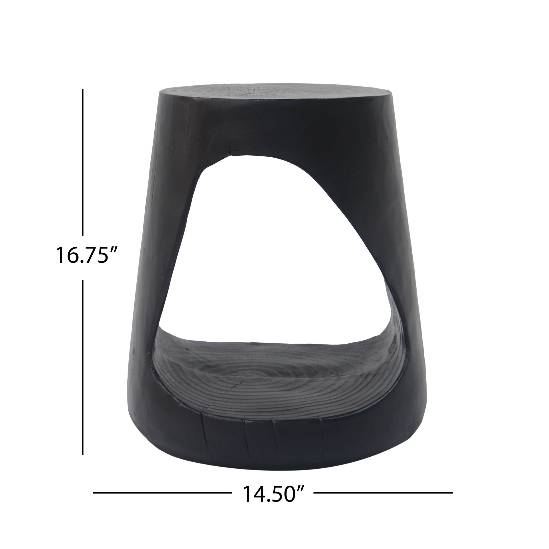 MGO Hollow Side Table, Wood-like texture, Black Color