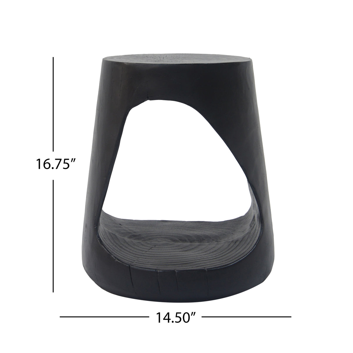 MGO Hollow Side Table, Wood-like texture, Black Color