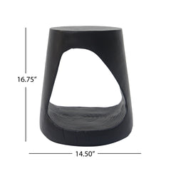 MGO Hollow Side Table, Wood-like texture, Black Color