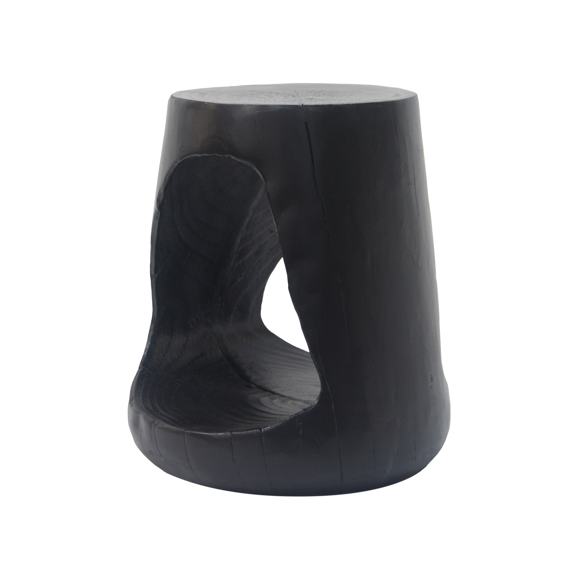 MGO Hollow Side Table, Wood-like texture, Black Color