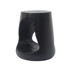 MGO Hollow Side Table, Wood-like texture, Black Color