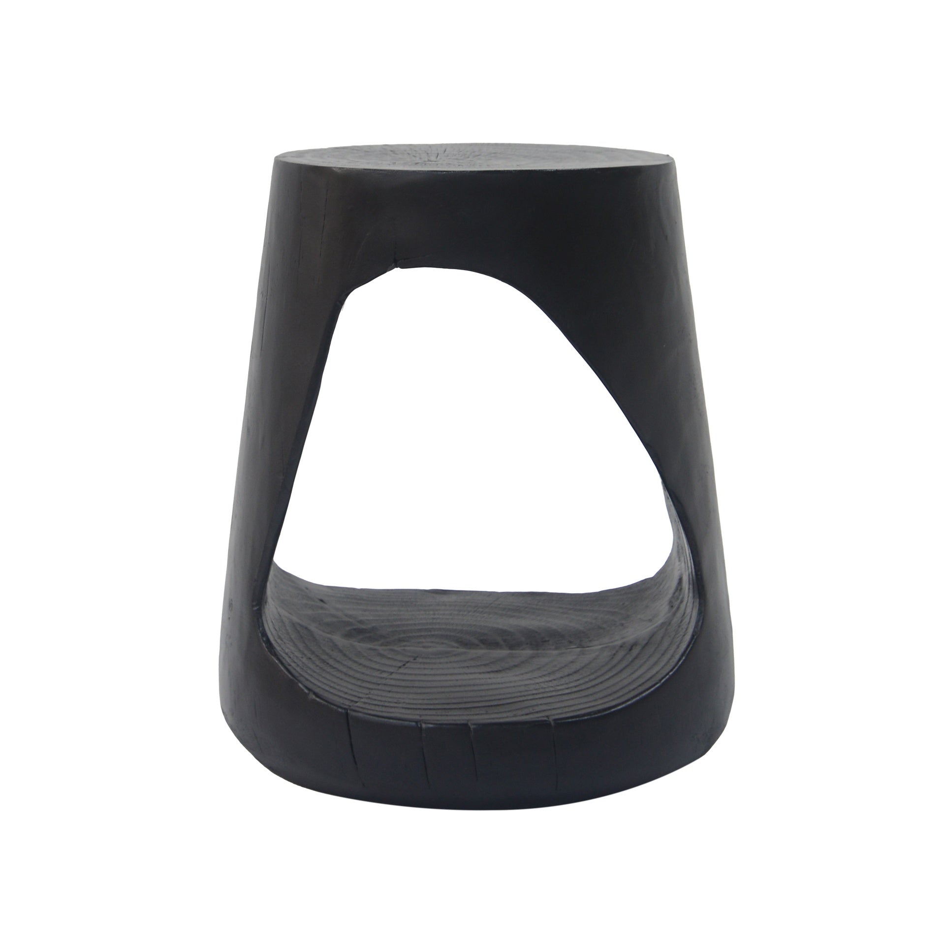 MGO Hollow Side Table, Wood-like texture, Black Color