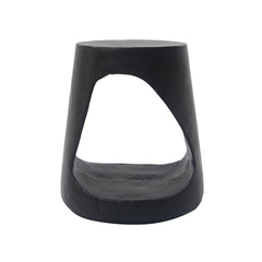 MGO Hollow Side Table, Wood-like texture, Black Color