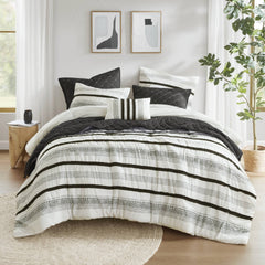 7 Piece Stripe Comforter and Quilt Set-Full/Queen