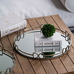D16.1x2" Valentina Silver Round Mirror Tray