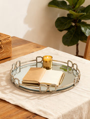 D16.1x2" Valentina Silver Round Mirror Tray