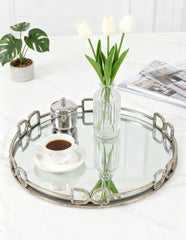 D16.1x2" Valentina Silver Round Mirror Tray