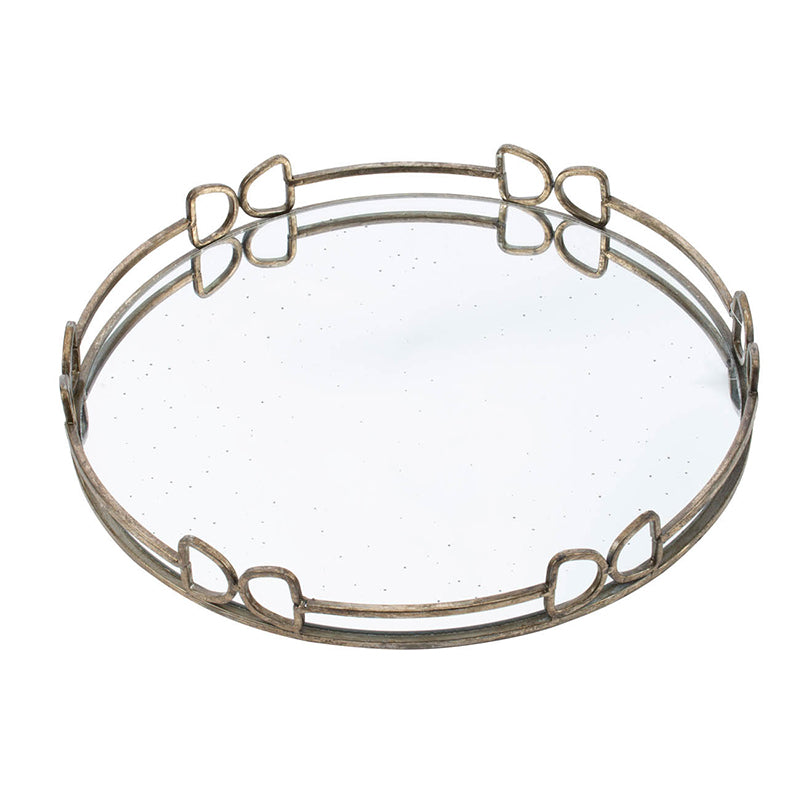 D16.1x2" Valentina Silver Round Mirror Tray