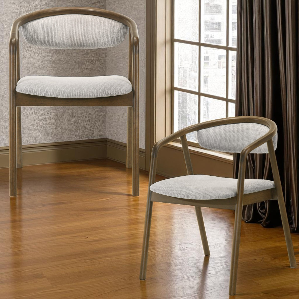 Delina Chenille & Walnut Side Chair