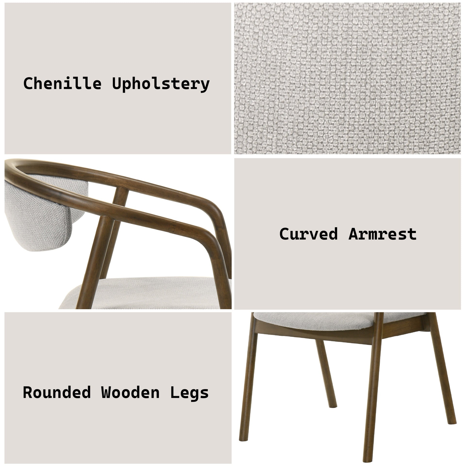 Delina Chenille & Walnut Side Chair