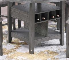 Dining Room Gray 1pc Counter Height Table w Built in Lazy Suzan Storage Shelf Dining Table Bottom Functional Kitchen Table