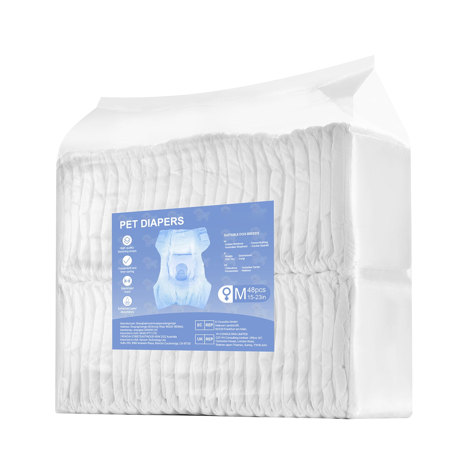 Disposable Dog Diapers Super Absorbent Female Dog Diapers M Size 144 Count