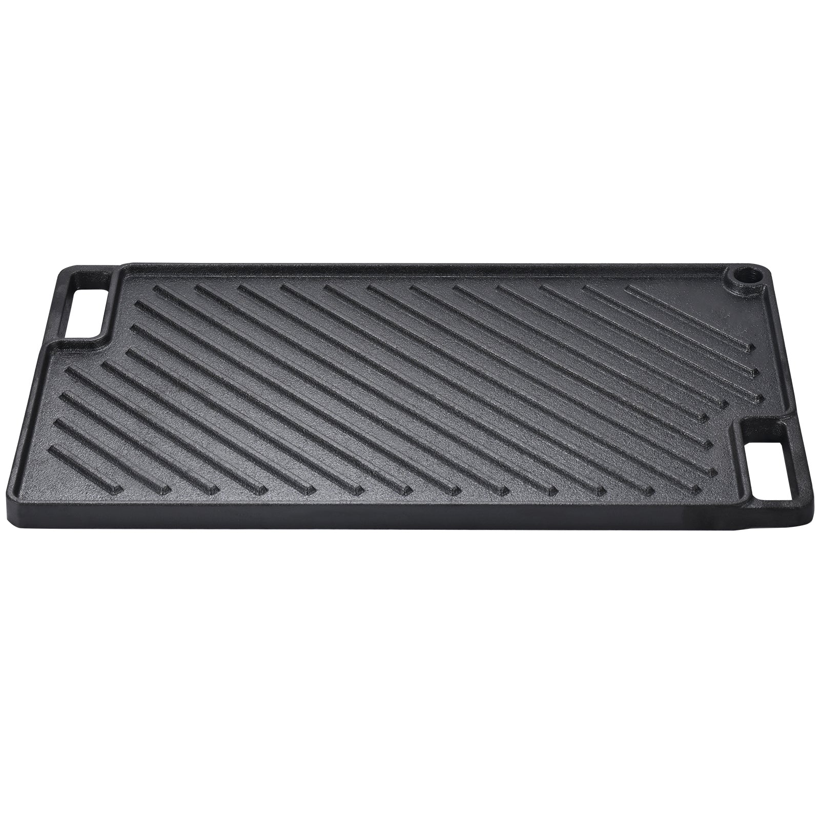 Reversible Grill/Griddle, 9.7"x16.7" Pre-Seasoned Cast Iron Griddle, Rectangular Double Burner Griddle Pan, Non-Stick Family Pan Cookware with Handles, Flat Top Plate for BBQ, Gas Grill, Black