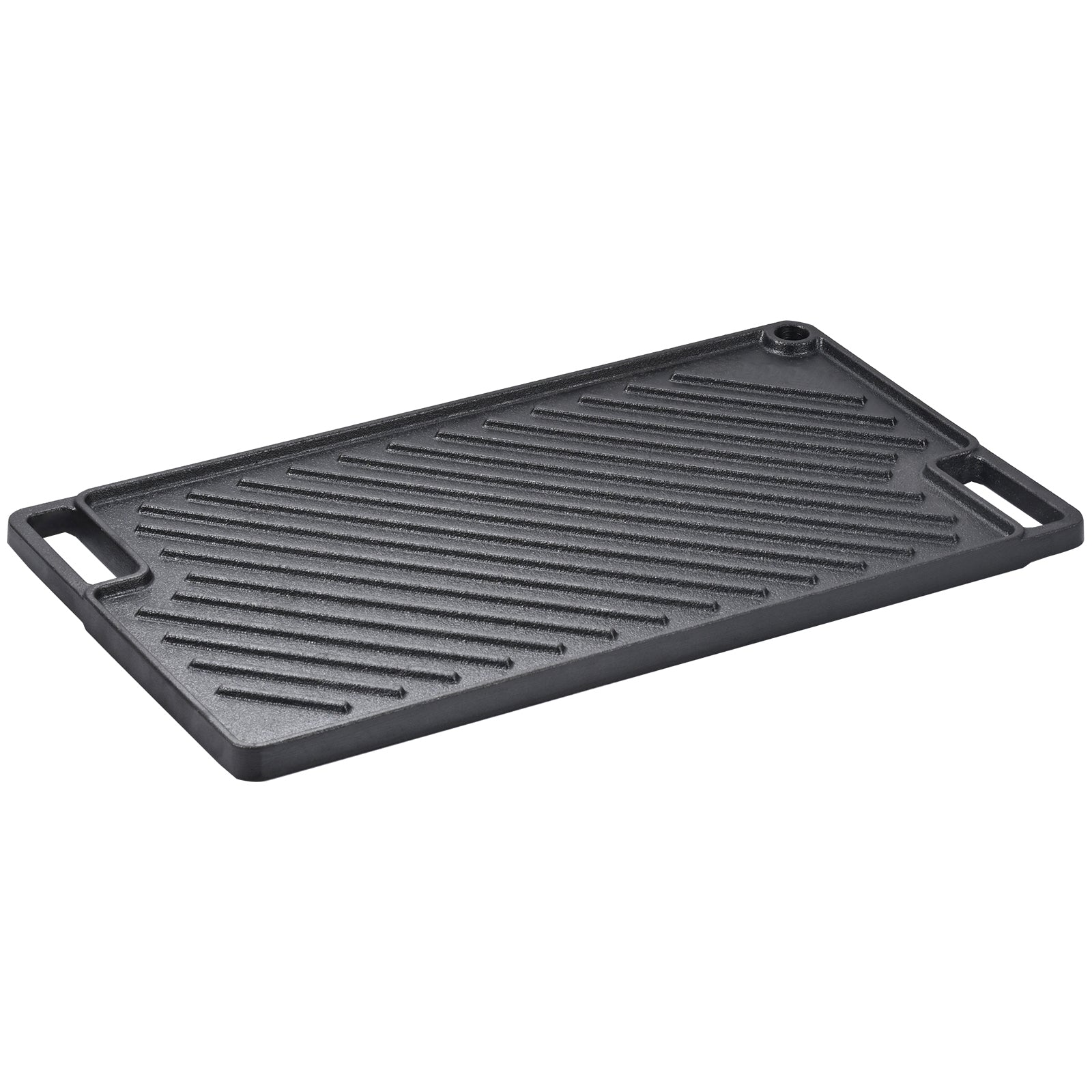 Reversible Grill/Griddle, 9.7"x16.7" Pre-Seasoned Cast Iron Griddle, Rectangular Double Burner Griddle Pan, Non-Stick Family Pan Cookware with Handles, Flat Top Plate for BBQ, Gas Grill, Black