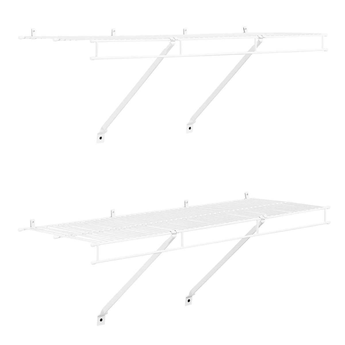 Wire Shelf Kit, 3 ft, Set of 2, Wall Mounted Wire Shelves, Heavy-Duty Carbon Steel Hanging Shelf, Floating Wall Storage Shelves with Dip Coating, for Closet, Bedroom, Living Room, Office, Pantry