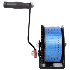 1600LBS Hand Winch,with 26FT Blue Strap,Black Shell,4.1:1 Gear Ratio Portable Winch,Two-Way Ratchet,Manual Operated Hand Crank Winch for Trailer, Boat or ATV Towing