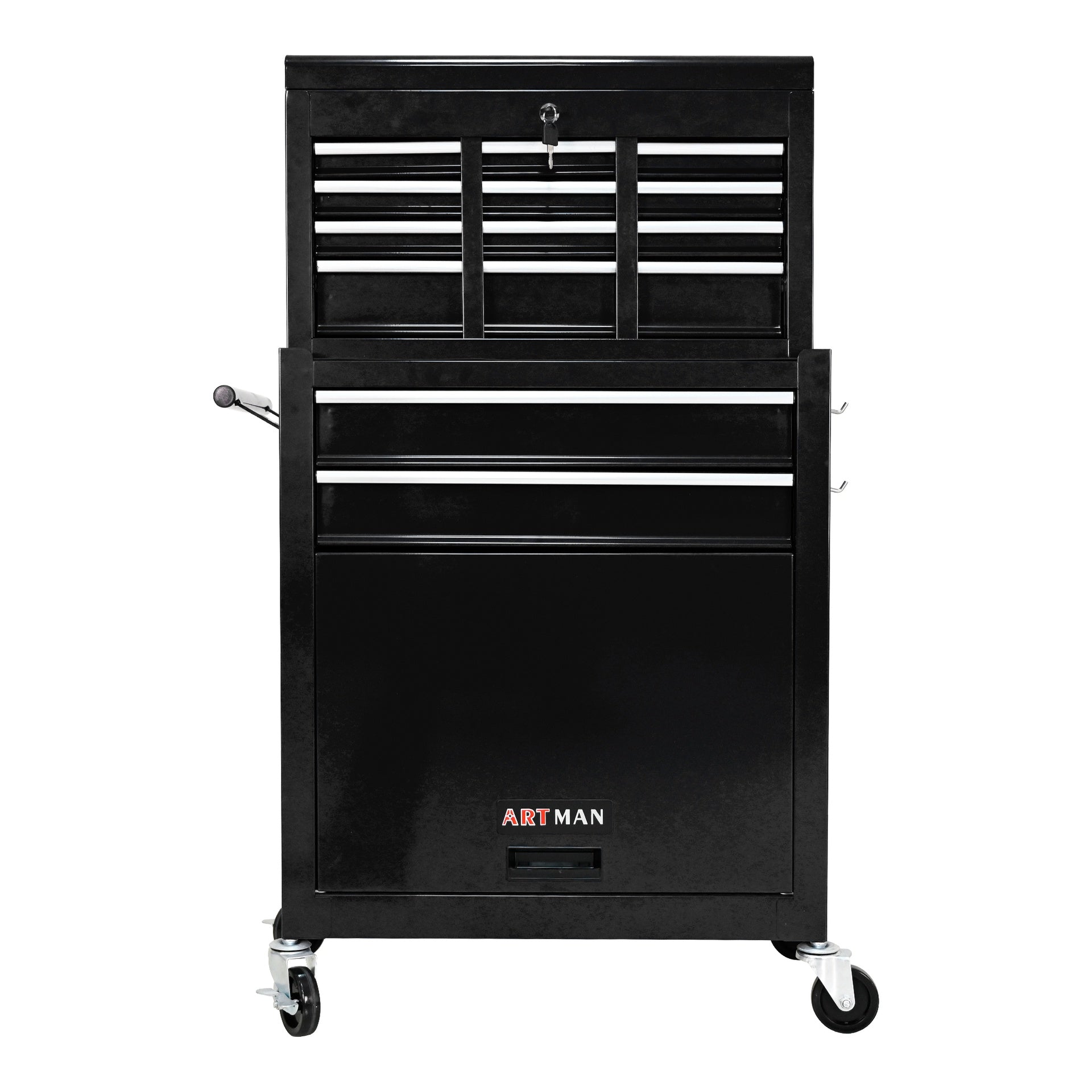 High Capacity Rolling Tool Chest with Wheels and Drawers, 8-Drawer Tool Storage Cabinet--BLACK