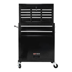 High Capacity Rolling Tool Chest with Wheels and Drawers, 8-Drawer Tool Storage Cabinet--BLACK