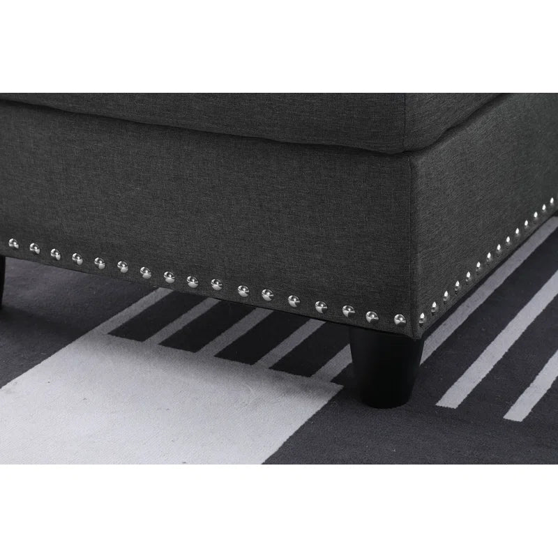 Cup - holder Console - Featured Corner Sofa in Charcoal - Dark Gray 2pc