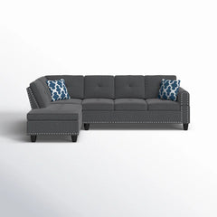 Cup - holder Console - Featured Corner Sofa in Charcoal - Dark Gray 2pc