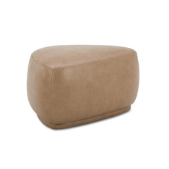 Pebble 26" Rounded Triangle Cocktail Ottoman, Tuscan Tan Brown Top Grain Leather