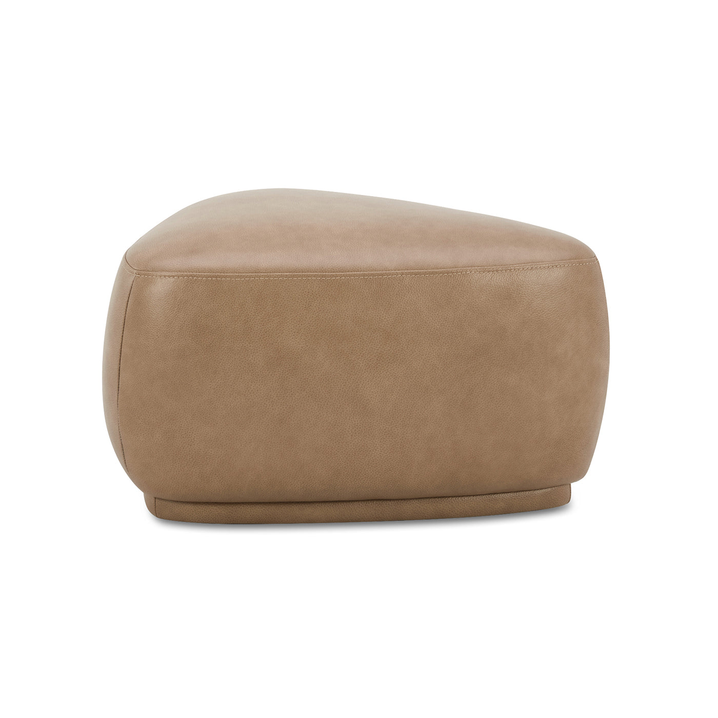 Pebble 26" Rounded Triangle Cocktail Ottoman, Tuscan Tan Brown Top Grain Leather