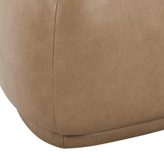 Pebble 26" Rounded Triangle Cocktail Ottoman, Tuscan Tan Brown Top Grain Leather