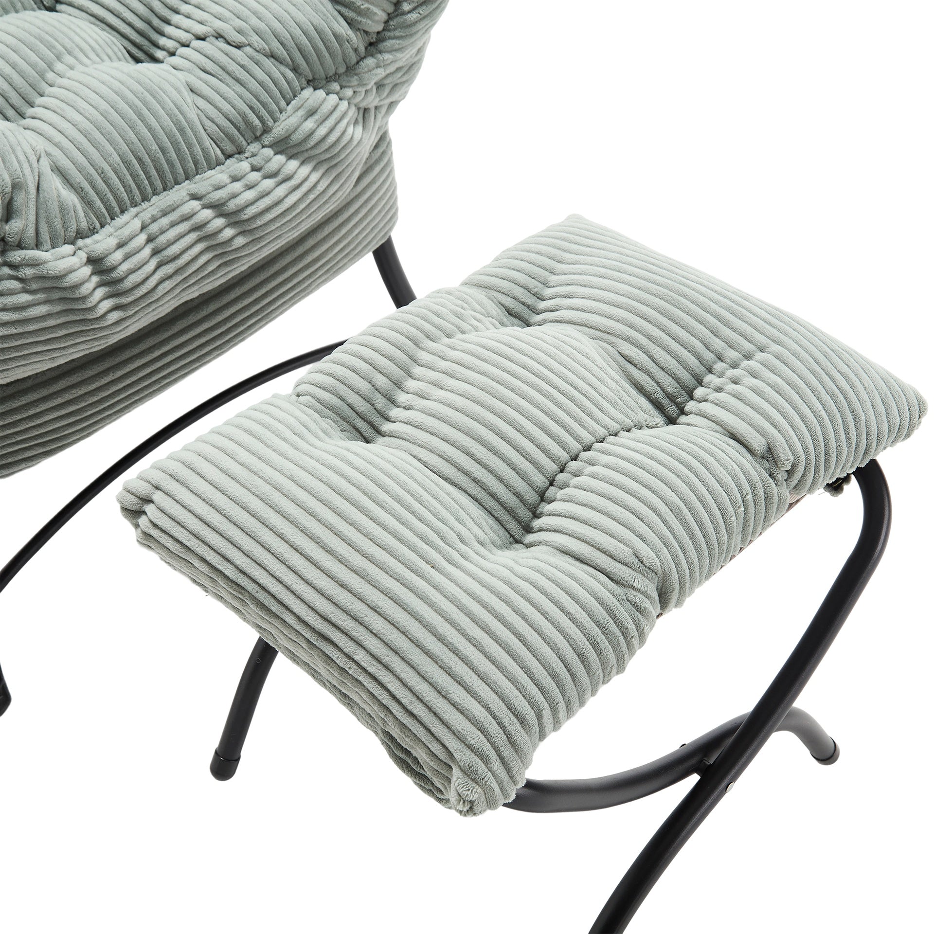 Lazy Chair with Ottoman, Modern Lounge Accent Chair with Armrests and a Side Pocket, Leisure Upholstered Sofa Chair Reading Chair with Footrest for Small Space, Corner Chair-Light green