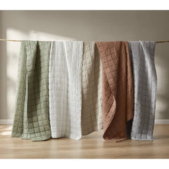 3-Piece Full/Queen Linen Garment Washed Quilt Set,Clay