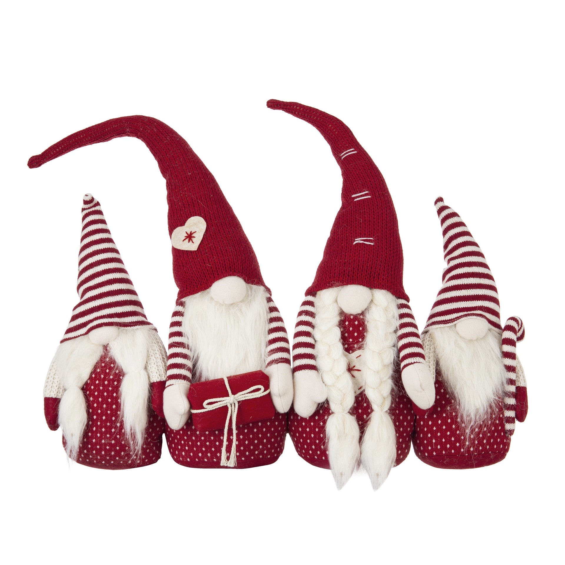 S/4 21.3x5.5x25.5" Fabric Red Gnomes Families Decor