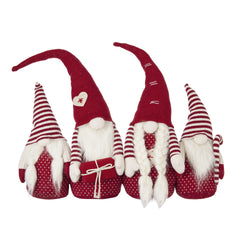 S/4 21.3x5.5x25.5" Fabric Red Gnomes Families Decor
