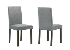 5pc Dark Wood/Gray Dining Set Rectangular Table 4 Fabric Upholstered High-back Side Chairs Dining Room Wooden Furniture