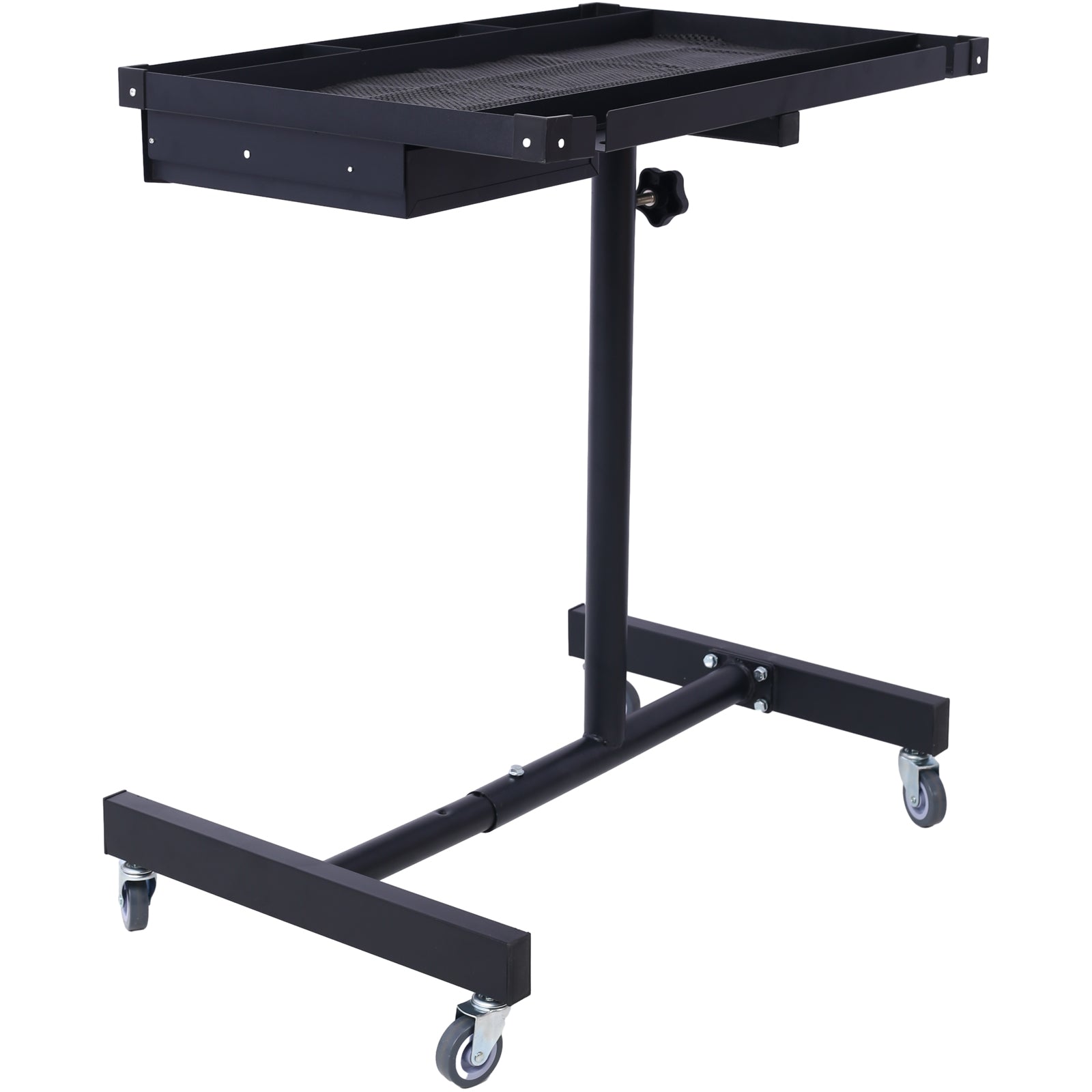 Adjustable Tear Down Work Table with Drawer for Garages, Repair Shops, and DIY, Portable, (4) 2.5" Swivel Casters, 220 Pound Capacity, Rubber Corners, Heavy Duty Steel,black
