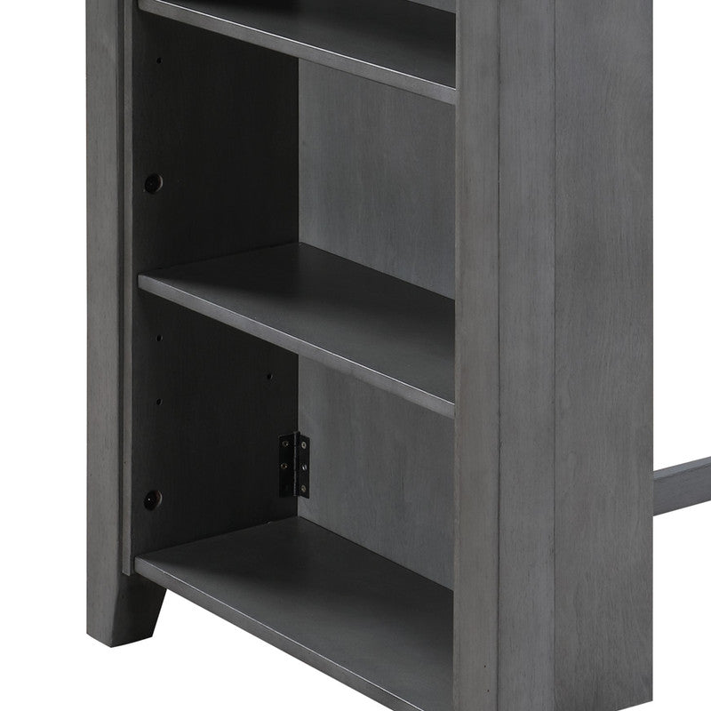 Gregorio 36" Gray Finish Small Space Counter Height Dining Table with USB Charging Ports and Shelves