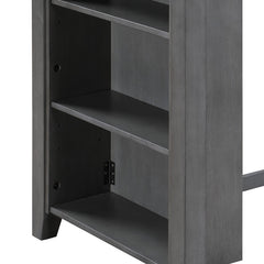 Gregorio 36" Gray Finish Small Space Counter Height Dining Table with USB Charging Ports and Shelves