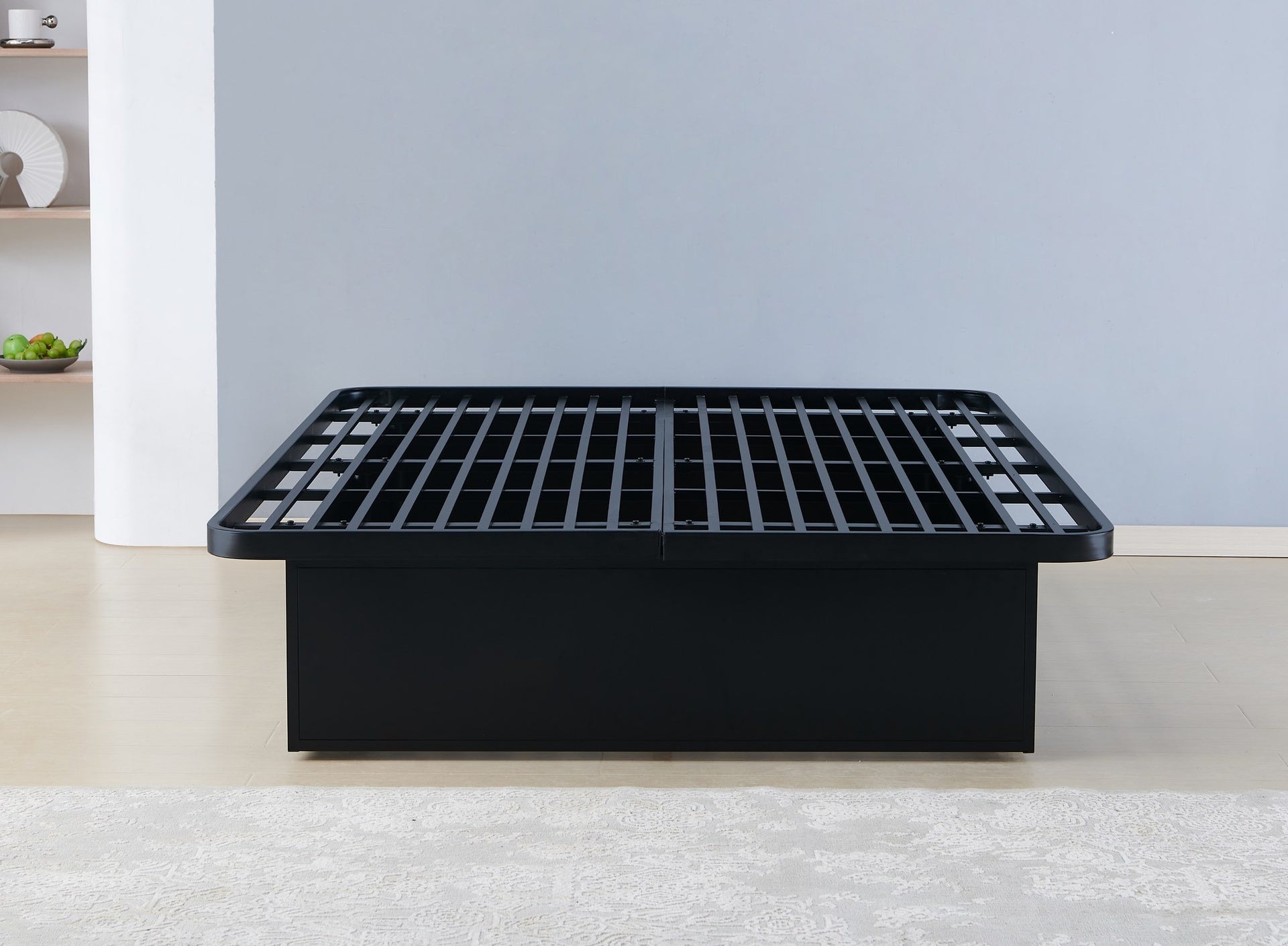 Modern Style Heavy Duty Queen Size Platform Bed Frame made with Metal and16 Inch height in Black