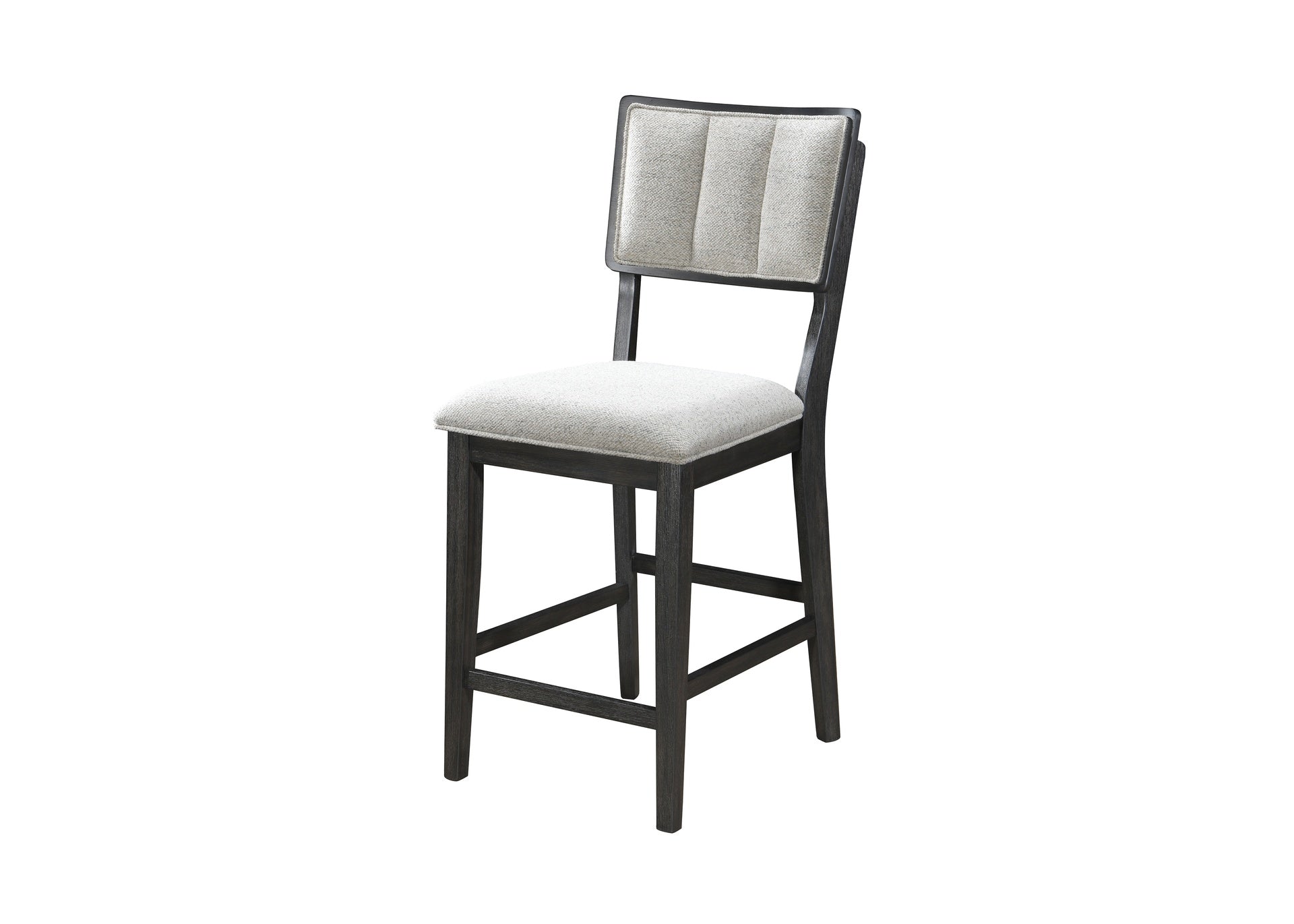 Set of 2 Light Gray Counter Height Dining Chair Fabric Upholstery High-back Dark Wooden Frames
