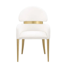 Contemporary Style 2pc Arms Chairs Stainless steel Gold Matte Finish Dining Room Furniture White