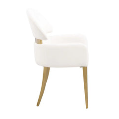 Contemporary Style 2pc Arms Chairs Stainless steel Gold Matte Finish Dining Room Furniture White